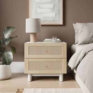 Maeva 2 Drawer Wide Bedside Table, Light Oak Effect