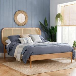 Elina Rattan Bed Frame, Oak