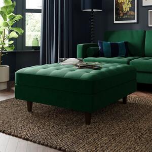 Zoe Square Velvet Footstool with Storage