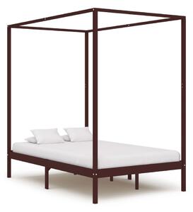 Canopy Bed Frame without Mattress Dark Brown Solid Wood 120x200cm