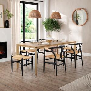 Hudson 6-8 Seater Rectangular Extendable Dining Table, Oak