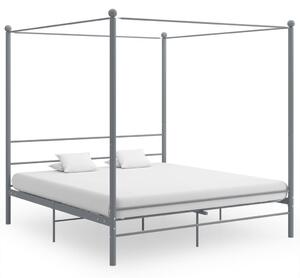 Canopy Bed Frame without Mattress Grey Metal 200x200 cm