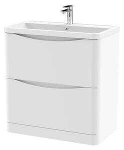 Lunar Floor Standing 2 Drawer Vanity Unit with Polymarble Basin