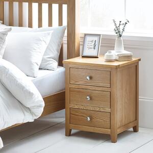 Jenkins 3 Drawer Bedside Table, Oak