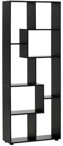 HOMCOM 8-Tier Bookshelf: Freestanding Melamine Display Unit, Anti-Tip Pads, Modern Black Grid Storage Stand Aosom UK