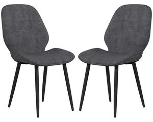 HOMCOM Velvet Dining Chairs with Metal Legs, Cosy Seating, Set of 2 Kitchen Chairs for Dining & Living Room, Grey Aosom UK