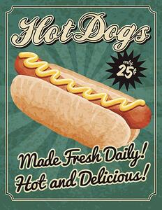 Art Print Vintage Hot Dog Poster, bortonia