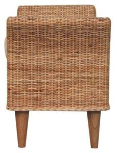 Woven Small Bench, Upholstered Window Seat with Arms and Wooden Legs, Vintage Shoe Bench for Entryway, Living Room, Bedroom Aosom UK