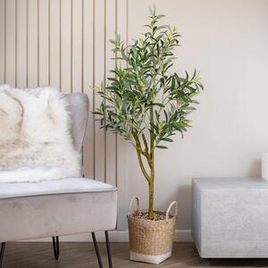 Artificial Olive Tree in Woven Basket Plant Pot