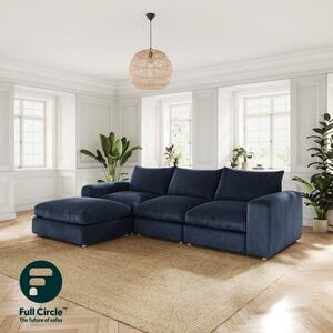 Full Circle Austin Navy Cosy Velvet Left Hand Facing Corner Chaise