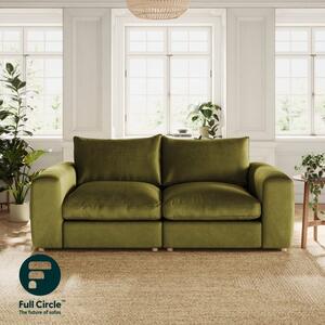 Full Circle Austin Olive Luxury Velvet 4 Seater Sofa