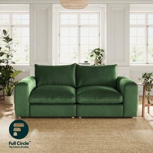 Full Circle Austin Bottle Green Cosy Velvet 4 Seater Sofa