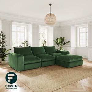 Full Circle Austin Bottle Green Cosy Velvet Right Hand Facing Corner Chaise