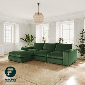 Full Circle Austin Bottle Green Cosy Velvet Left Hand Facing Corner Chaise