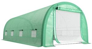 Outsunny 6 x 3(m) Polytunnel Greenhouse with Upgraded Structure, Mesh Door and Windows, 15 Plant Labels, Green Aosom UK