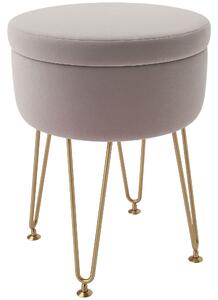 HOMCOM 5L Velvet Storage Ottoman, Modern Round Footstool with Metal Hairpin Legs and Removable Lid for Hallway, Bedroom, Living Room, Hot Pink