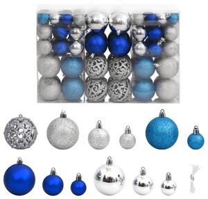 Christmas Baubles 100 pcs Blue and Silver 3 / 4 / 6 cm