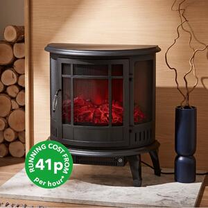 1850W Semi Circle Log Effect Stove Black