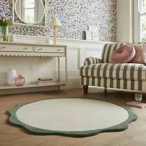 Bonnie Scallop Border Wool Round Rug