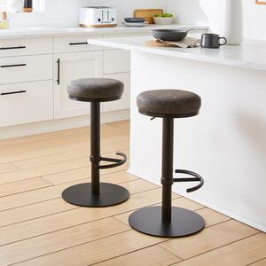 Jesper Adjustable Height Bar Stool, Charcoal Faux Leather