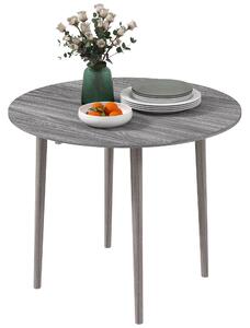 HOMCOM Folding Dining Table for 4, Round Drop Leaf Table, Modern Space Saving Small Kitchen Table with Wood Legs for Dining Room, Grey