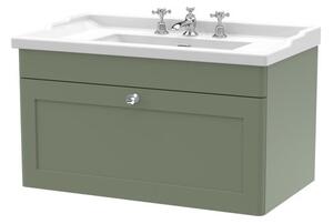 Classique Wall Mounted 1 Drawer Vanity Unit with Ceramic Basin