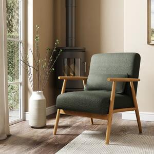 Alpine Boucle Spindle Wooden Arm Accent Chair