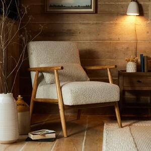 Alpine Boucle Spindle Wooden Arm Accent Chair