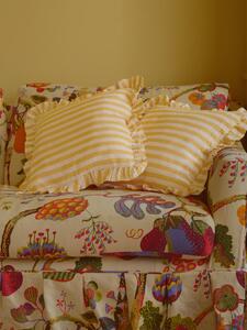 Honey Pembroke Stripe Frill Linen Blend Filled Cushion | 45x45cm | Piglet in Bed