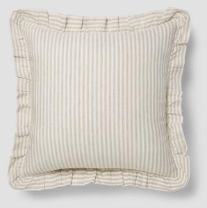 Oatmeal Stripe Frill Linen Blend Filled Cushion | 45x45cm | Piglet in Bed