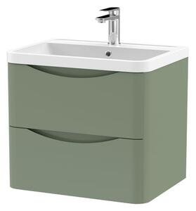 Lunar Wall Mounted 2 Drawer Vanity Unit with Polymarble Basin
