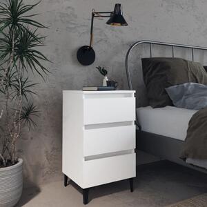 Bed Cabinet with Metal Legs White 40x35x69 cm