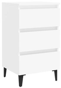Bed Cabinet with Metal Legs White 40x35x69 cm