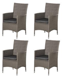 Outsunny 4PC Rattan Chair Patio Sofa Chairs Set Cushioned Outdoor Rattan Furniture