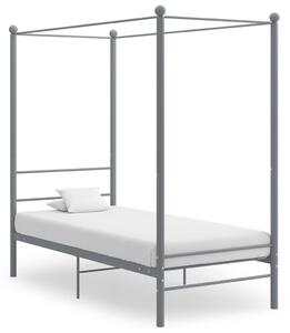 Canopy Bed Frame without Mattress Grey Metal 90x200 cm