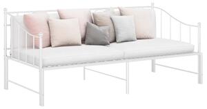 Pull-out Sofa Bed Frame without Mattress White Metal 90x200 cm