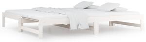 Pull-out Day Bed White 2x(80x200) cm Solid Wood Pine
