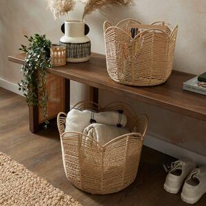 Set of 2 Scalloped Paper Rope Baskets