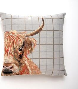 Highland Cow White Cushion