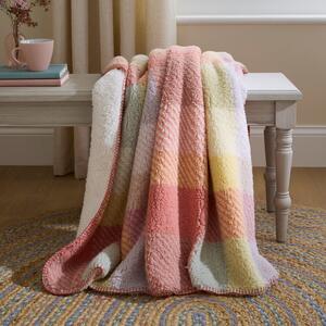 Sherpa Cosy Grid Throw Blanket with Contrast Stitch 130cm x 180cm