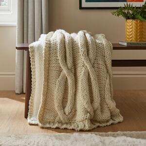 Cable Knit Throw Blanket 130cm x 170cm