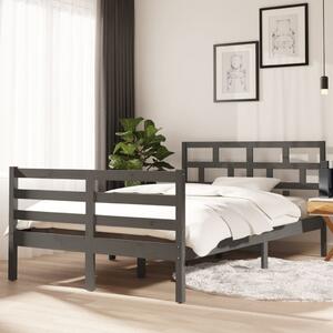Bed Frame Grey Solid Wood Pine 120x200 cm 4FT Small Double