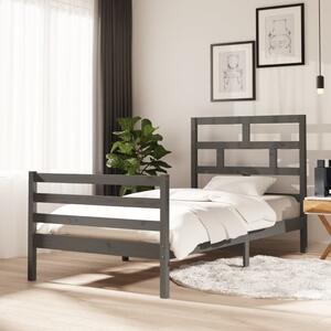 Bed Frame Grey Solid Wood Pine 100x200 cm Single