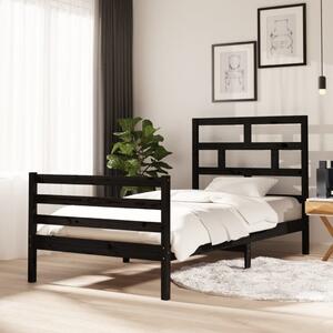 Bed Frame Black Solid Wood Pine 100x200 cm Single