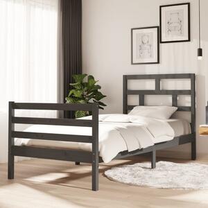 Bed Frame Grey Solid Wood Pine 90x200 cm 3FT Single