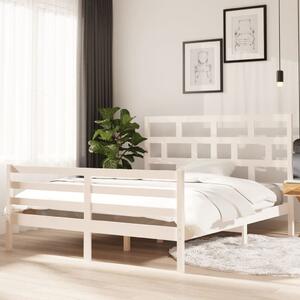 Bed Frame White Solid Wood Pine 160x200 cm 5FT King Size