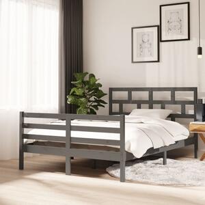 Bed Frame Grey Solid Wood Pine 140x200 cm 4FT6 Double