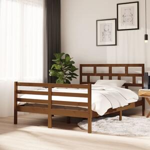 Bed Frame Honey Brown Solid Wood Pine 140x200 cm 4FT6 Double