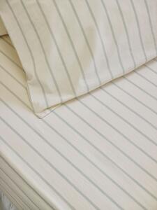 Mellow Green Slumber Stripe Cotton Fitted Sheet | Single | Piglet in Bed