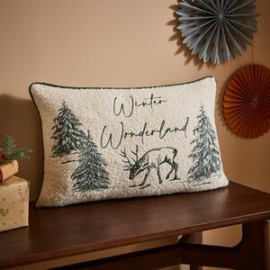 Winter Wonderland Embroidered Boucle Rectangular Cushion